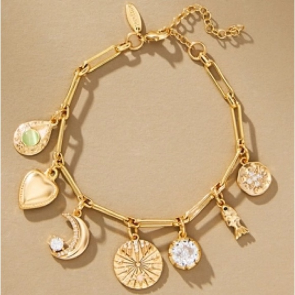 Anthropologie | Mixed Charm Bracelet | Boho | Paperclip Chain | NWT | SOLD OUT